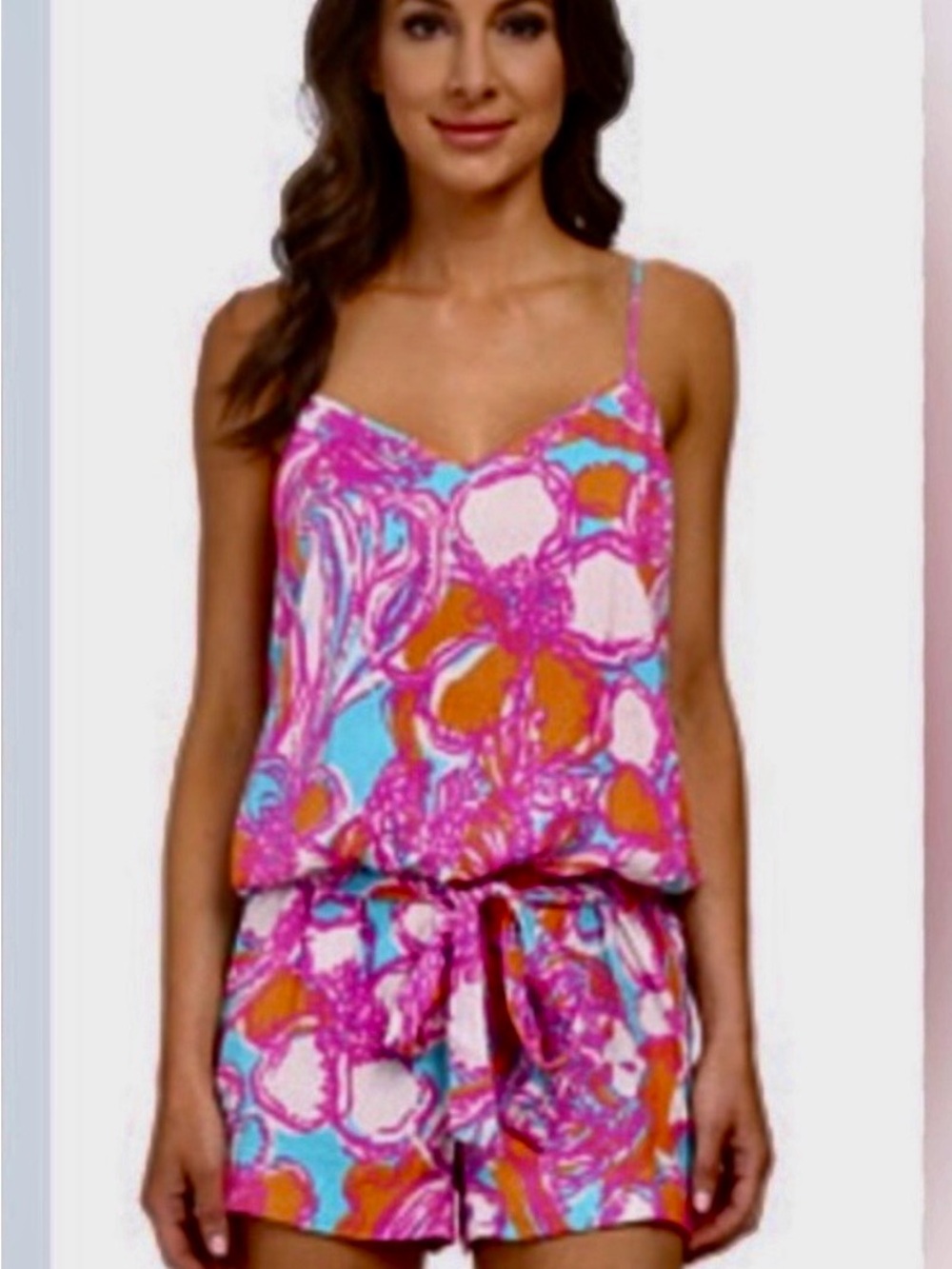 Lilly Pulitzer Pink, Blue & Orange Floral silk Romper